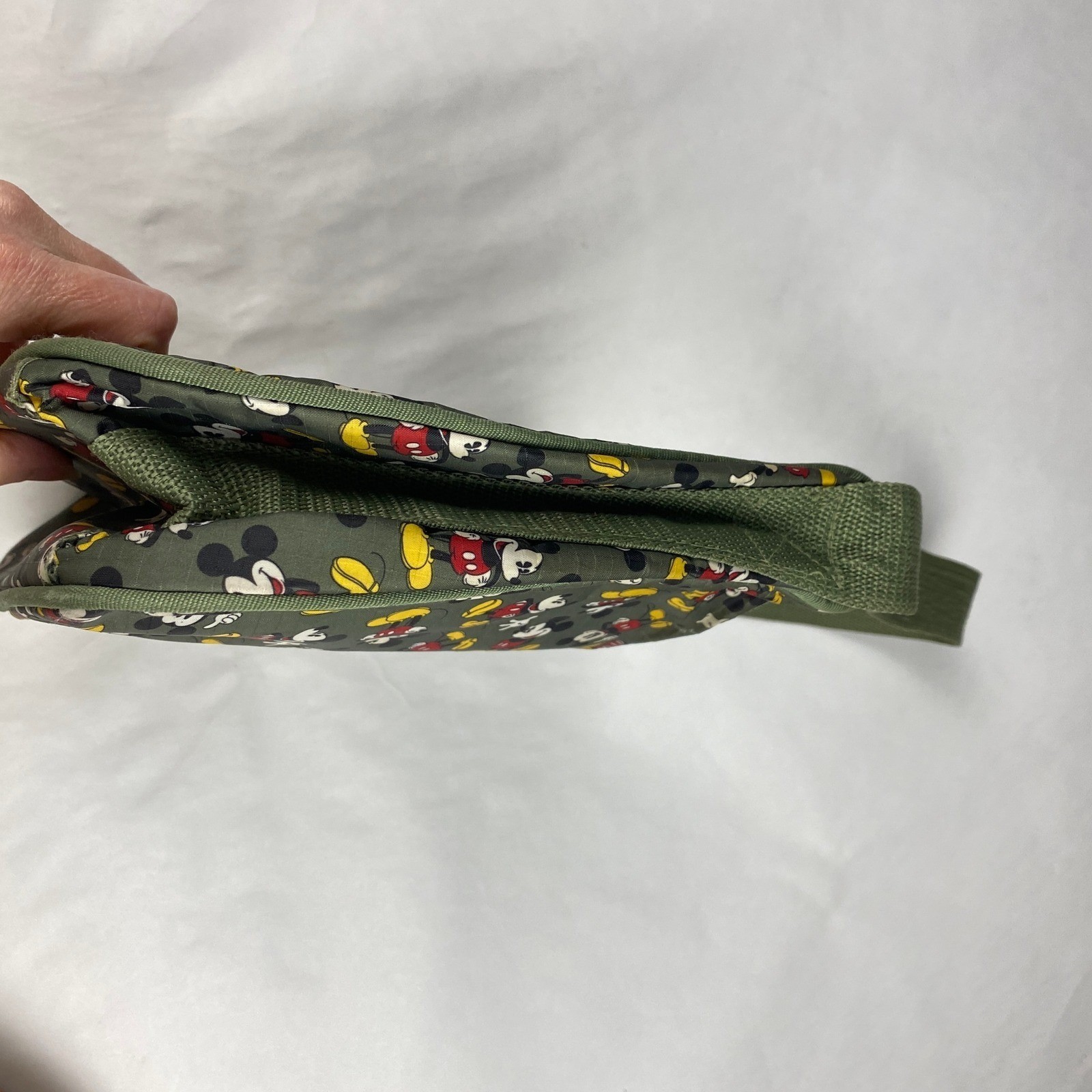 Disney Mickey Mouse All Over Print Shoulder Bag Green Nylon Canvas