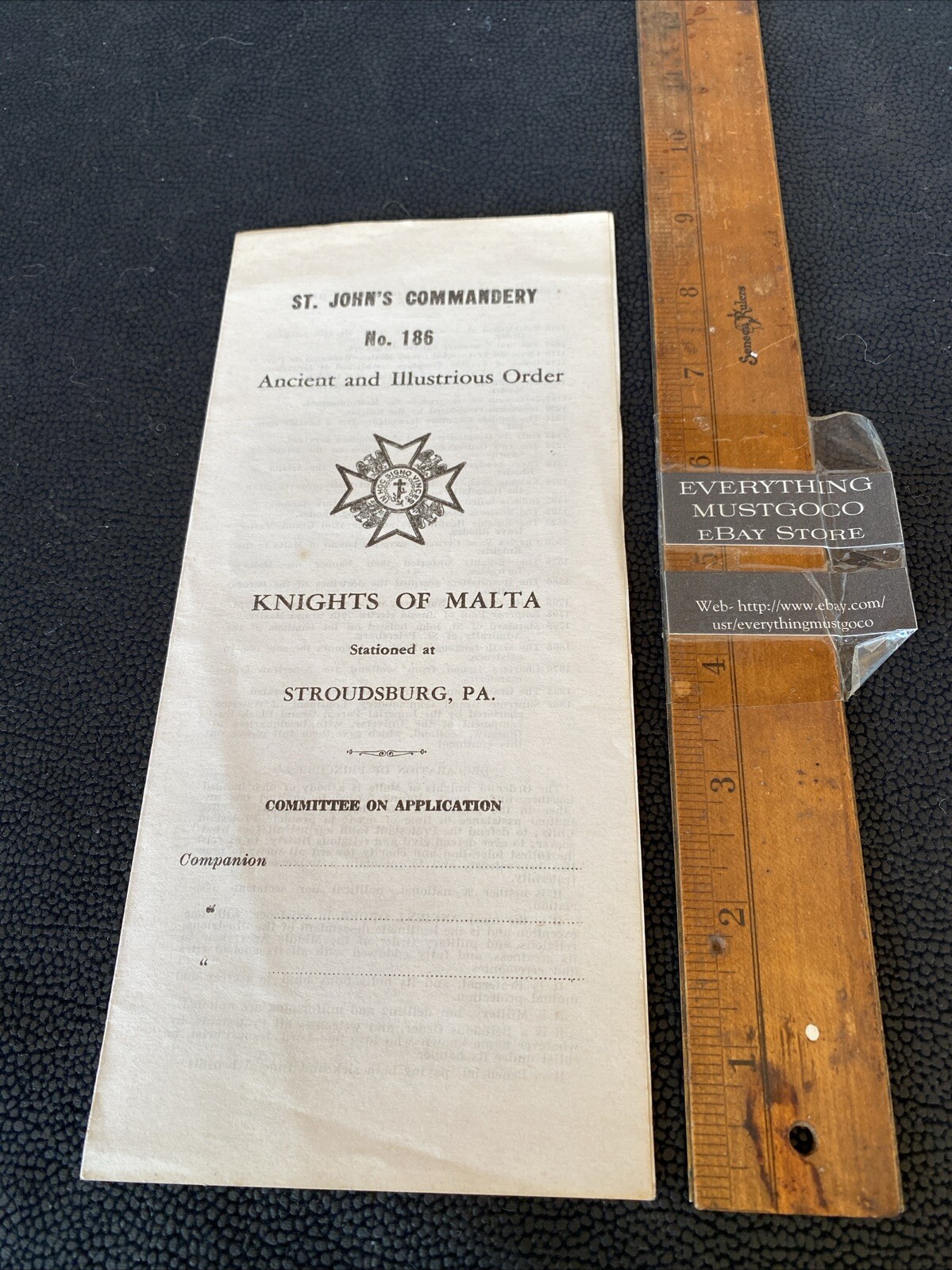Knights of Malta Insignia Application Stroudsburg PA ST JOHN’S Commandery no 186