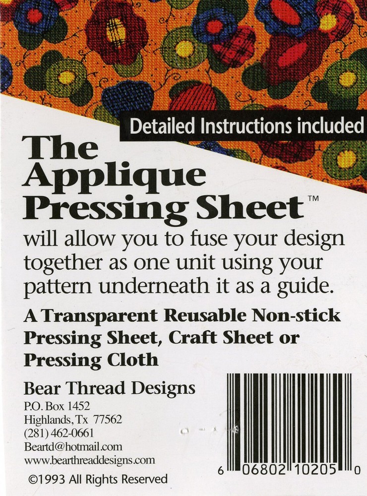Applique Pressing Sheet Multipurpose Craft Sheet Bear Thread Designs Quilt