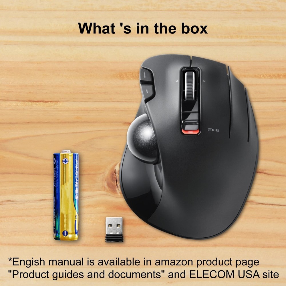ELECOM EX-G Trackball Mouse, 2.4GHz USB Wireless, Ergonomic Design, Thumb Con...