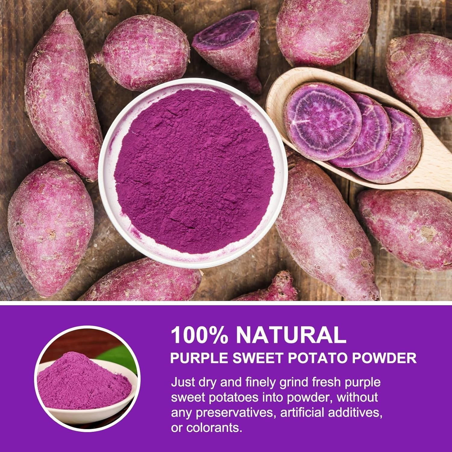 Orgnisulmte Original Purple Sweet Potato Powder 100% Pure Natural Premium Purple