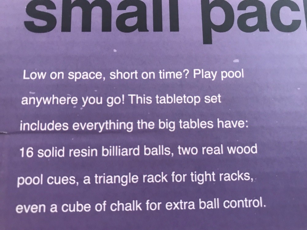 Mini Pool Table, Tabletop Billiards 14 X 9.5 in.