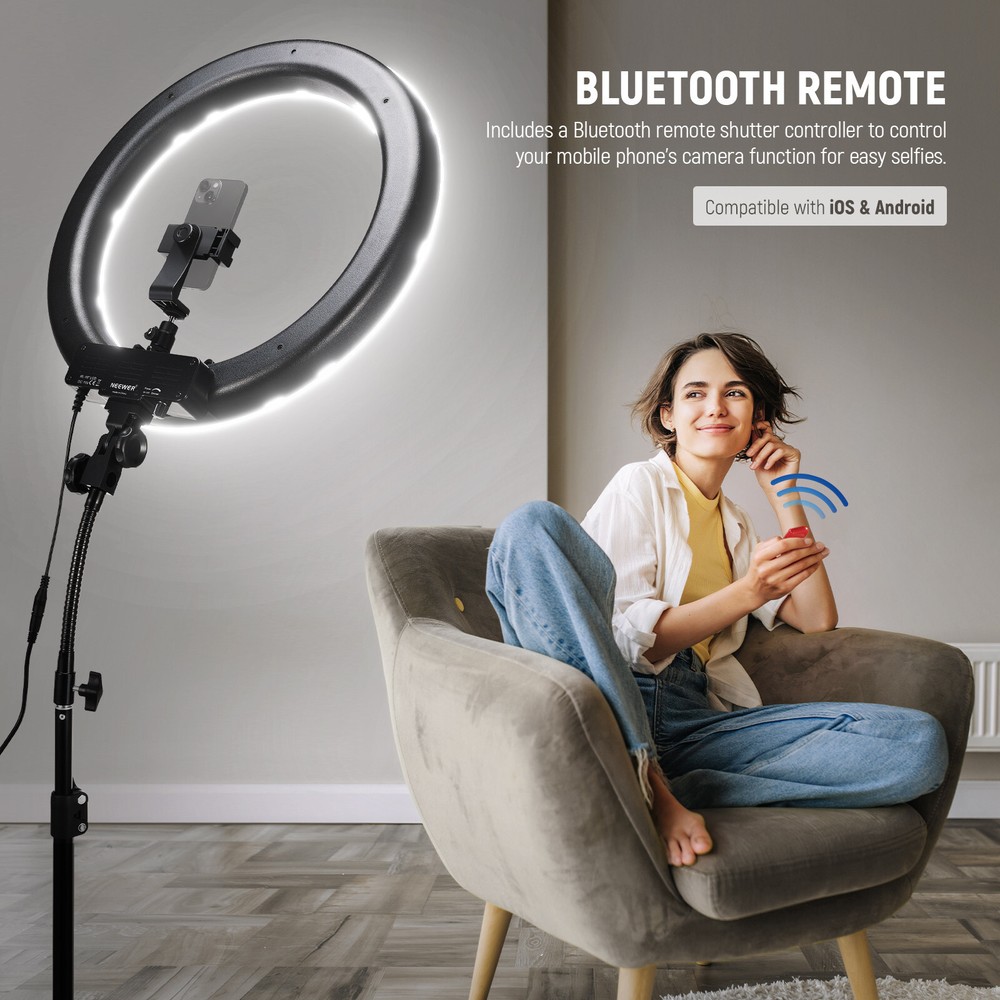 Neewer 18-inch Outer Dimmable SMD LED Ring Light Lighting Kit with Light Stand