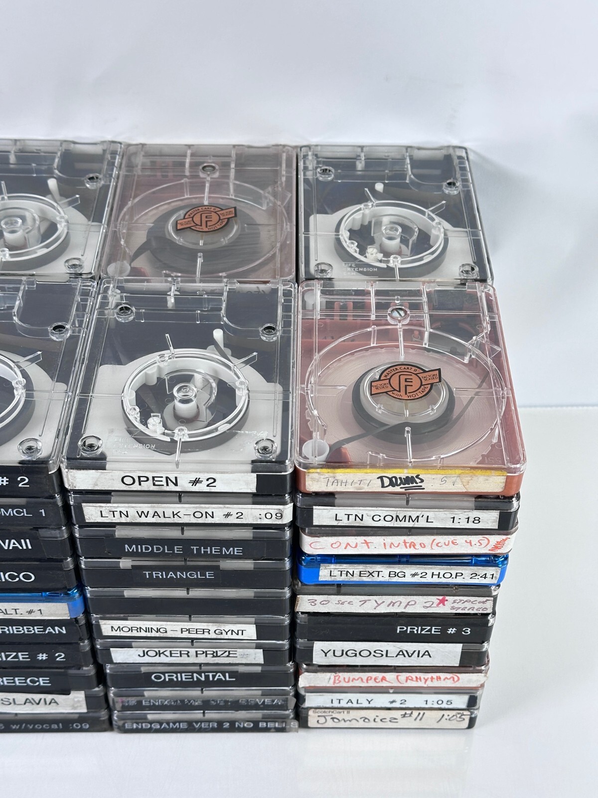 Lot of 80 Broadcast NAB Tape AA Cartridges 3M, Fidelipac, Audiopak, Scotchcart