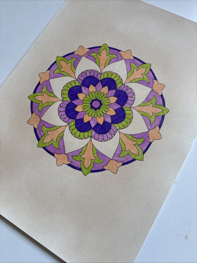 Original Art-Drawing-Circular Pattern-Rosette-Mandala -9" x 12" A4 - Artwork