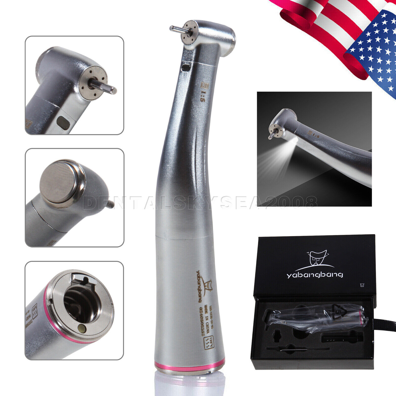 Dental 1:5 LED Fiber Optic Contra Angle Handpiece Fit For NSK Ti-MAX X95L