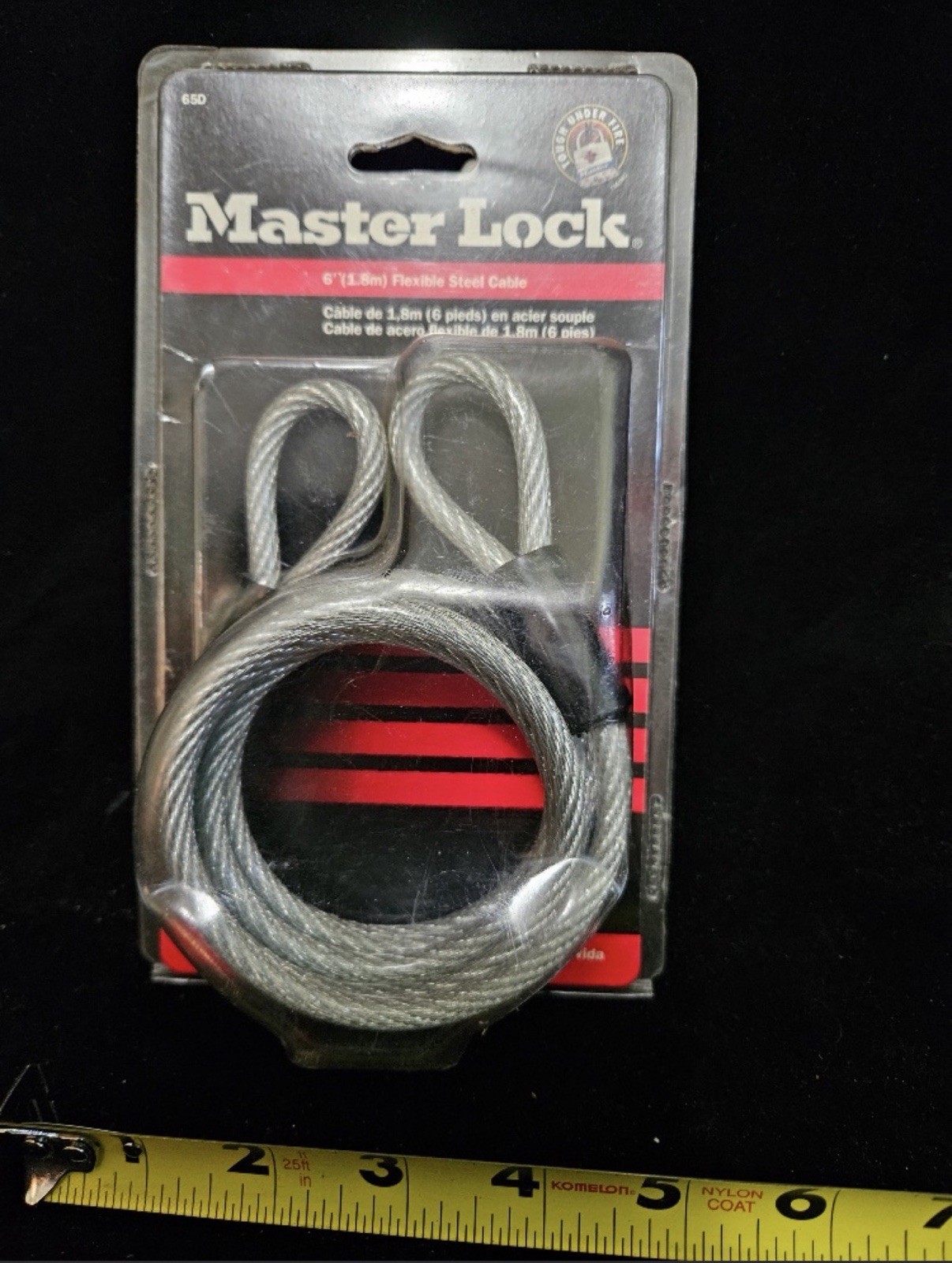 Master Lock 65DPK2 Self-Coiling Steel Cable 1/4 in. x 6 ft. with Looped Ends
