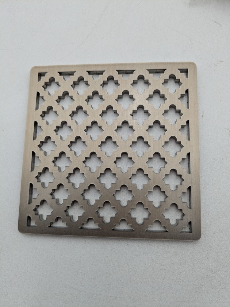 Infinity Drain 4" x 4" MD 4 Center Drain Complete Kit & Pattern Decorative Plate