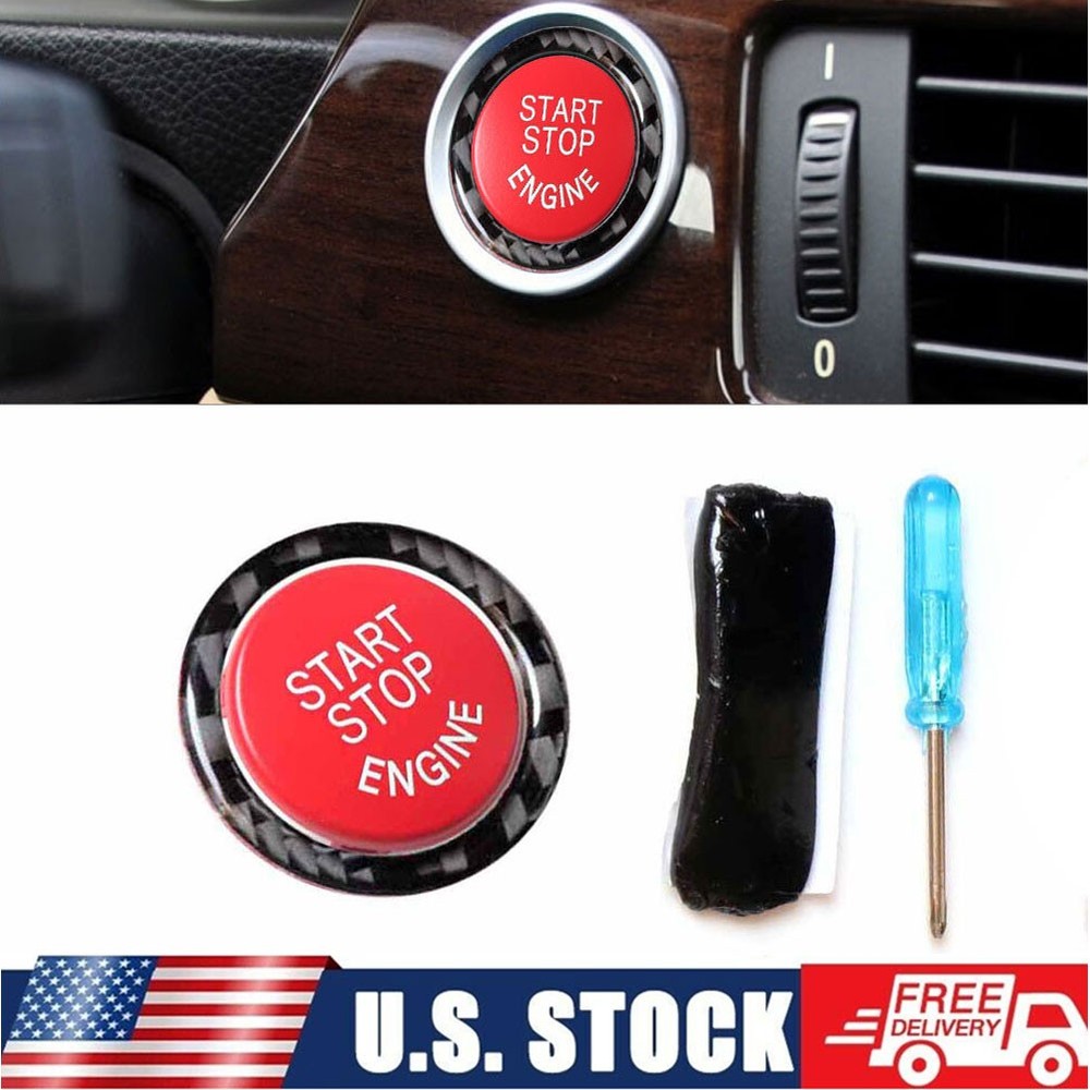 Red Engine Start-stop Push Button Cover With Black Ring Trim For BMW E90 E92 E93