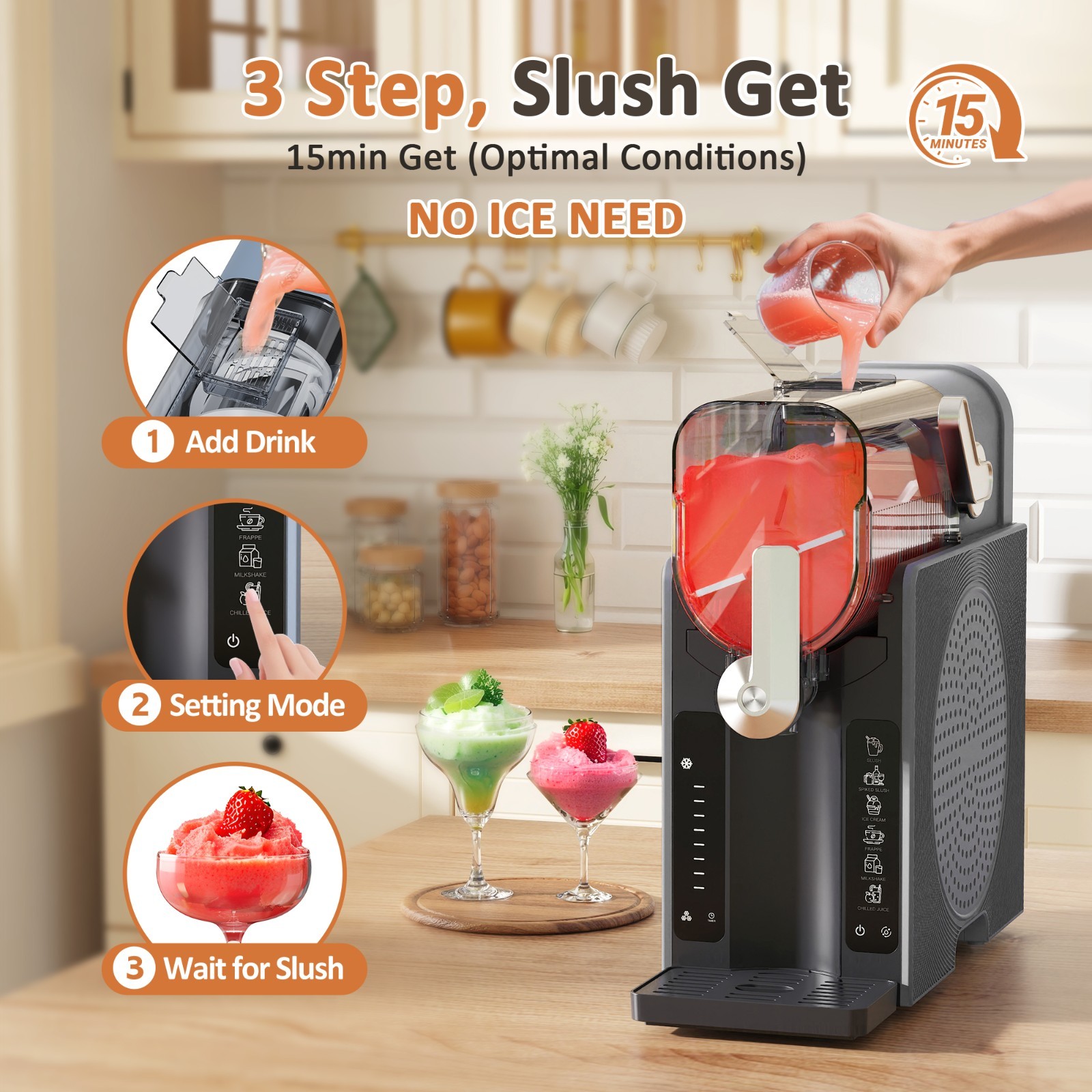WizAura Slushie Machine, No Ice Needed Slushy Machine for Home