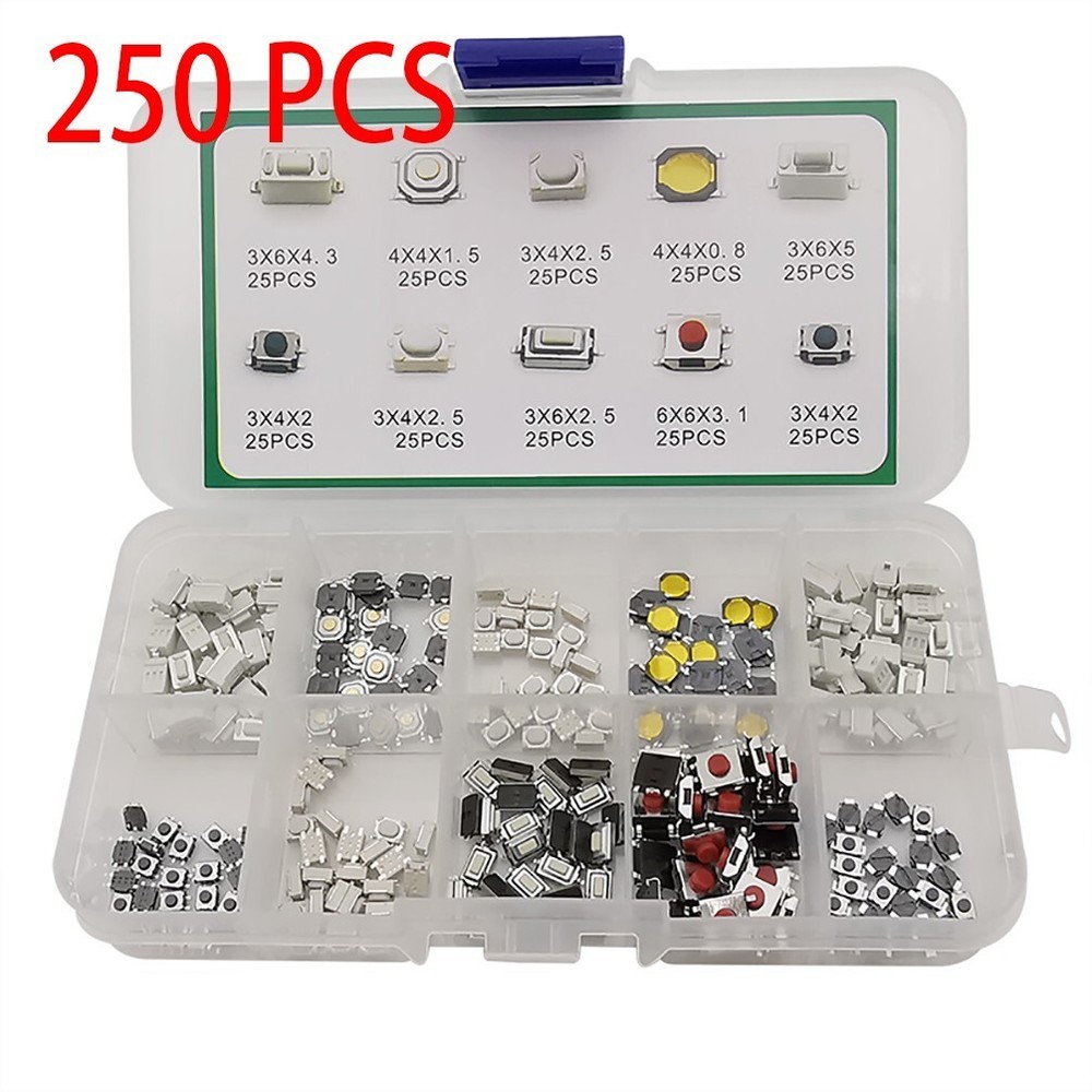 250* Values Tactile Push Button Micro-Momentary-Tact-Assortment Kit For