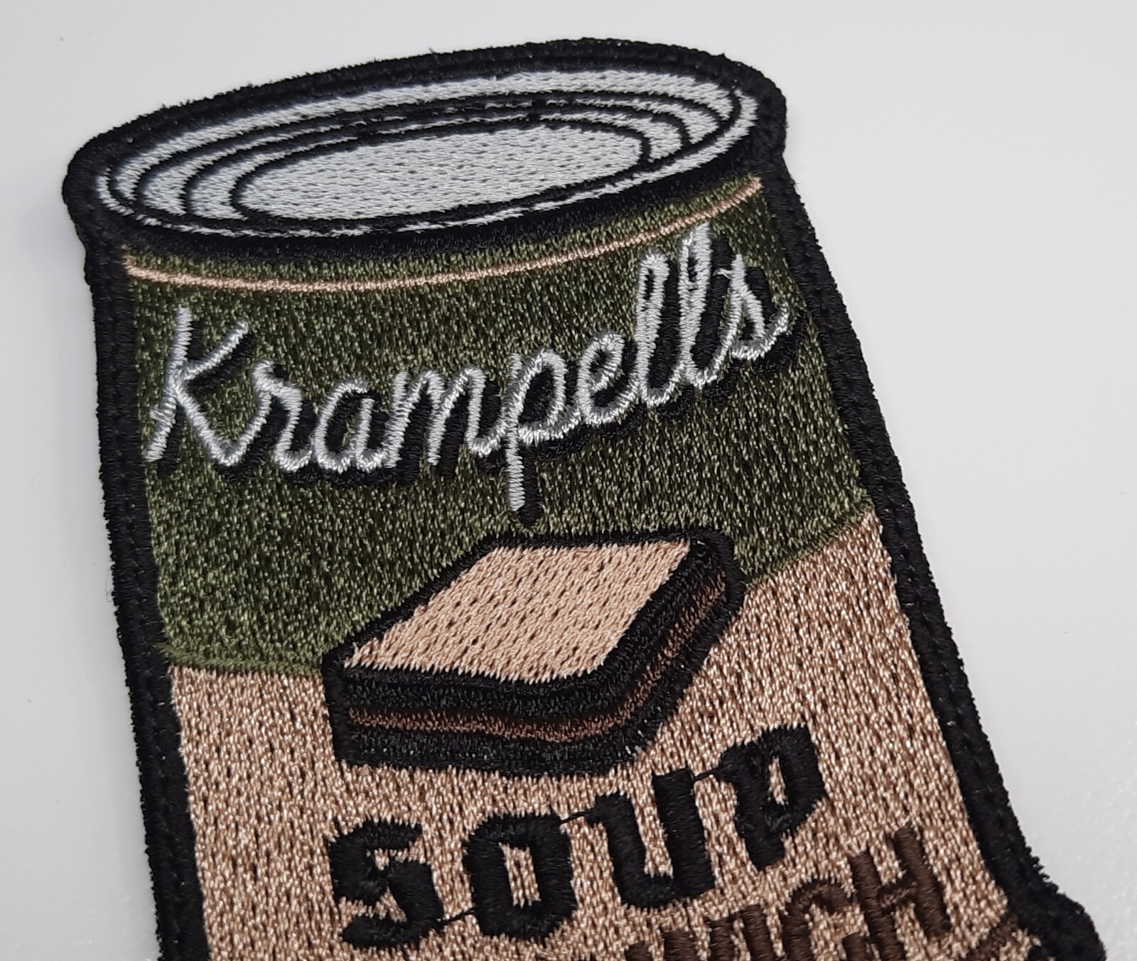 Krampell's Soup Sandwich Can Morale Patch w/ Hook Backing Multicam Subdued