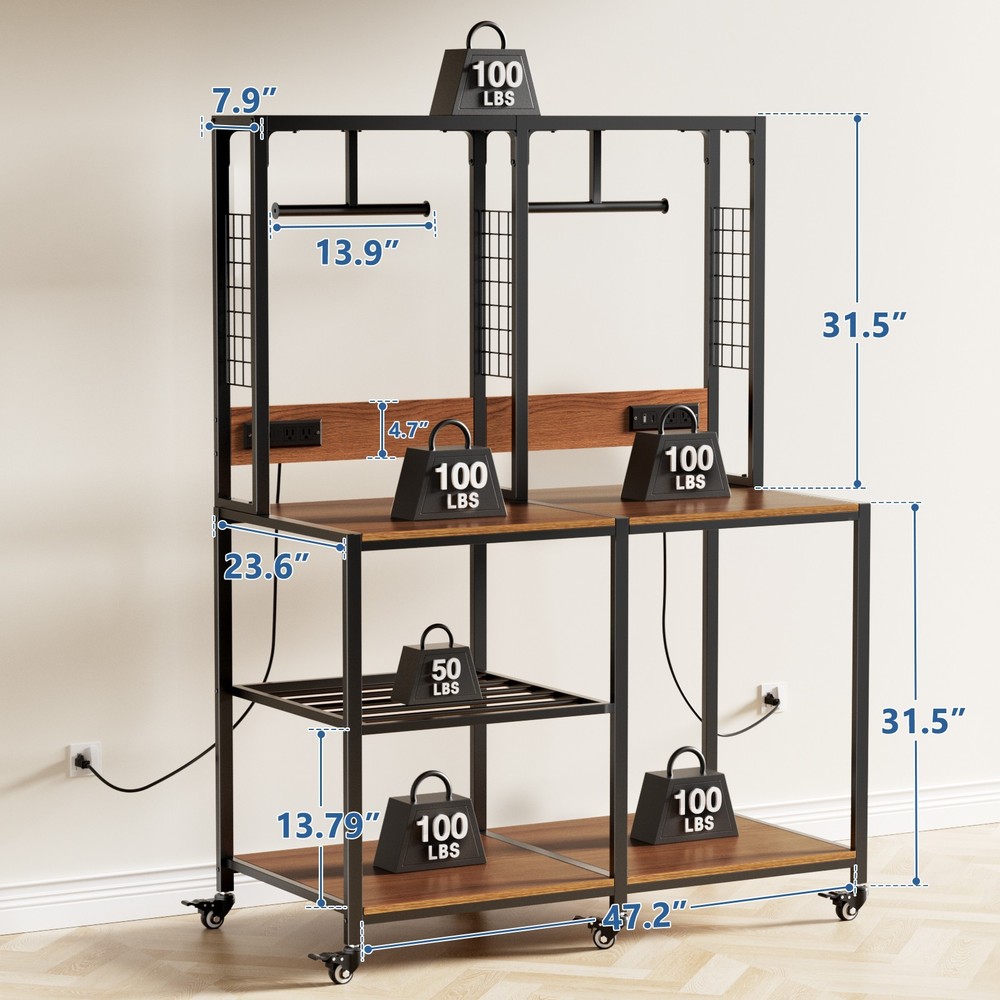 Heavy-Duty 3D Printer Stand with Filament Storage & Lockable Wheels