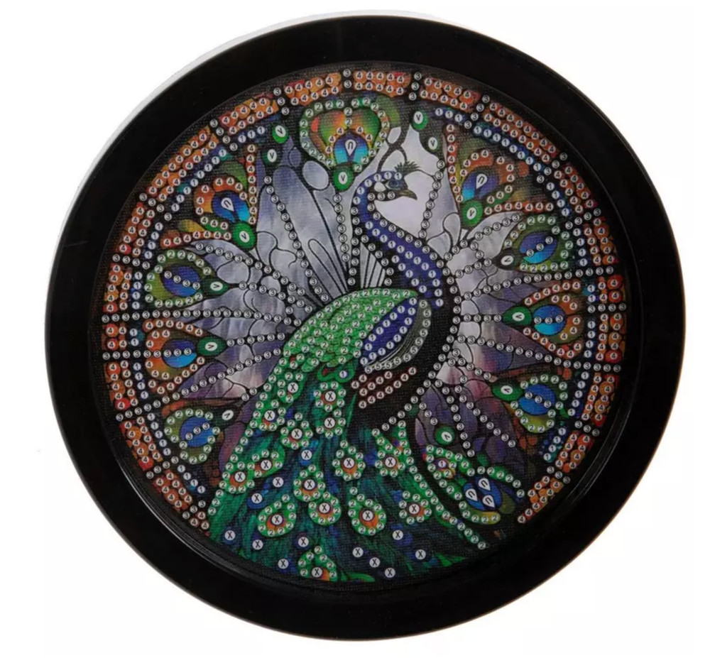 FRAMED DIAMOND DOT ART KITS - HOBBY LOBBY- Peacock (ROUND)