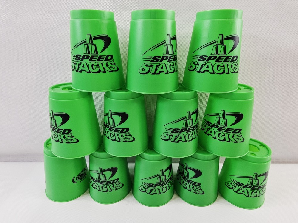 Speed Stacks Cup Stacking Set: StackMat & 12 Cups w/ Holder Green NO TIMER