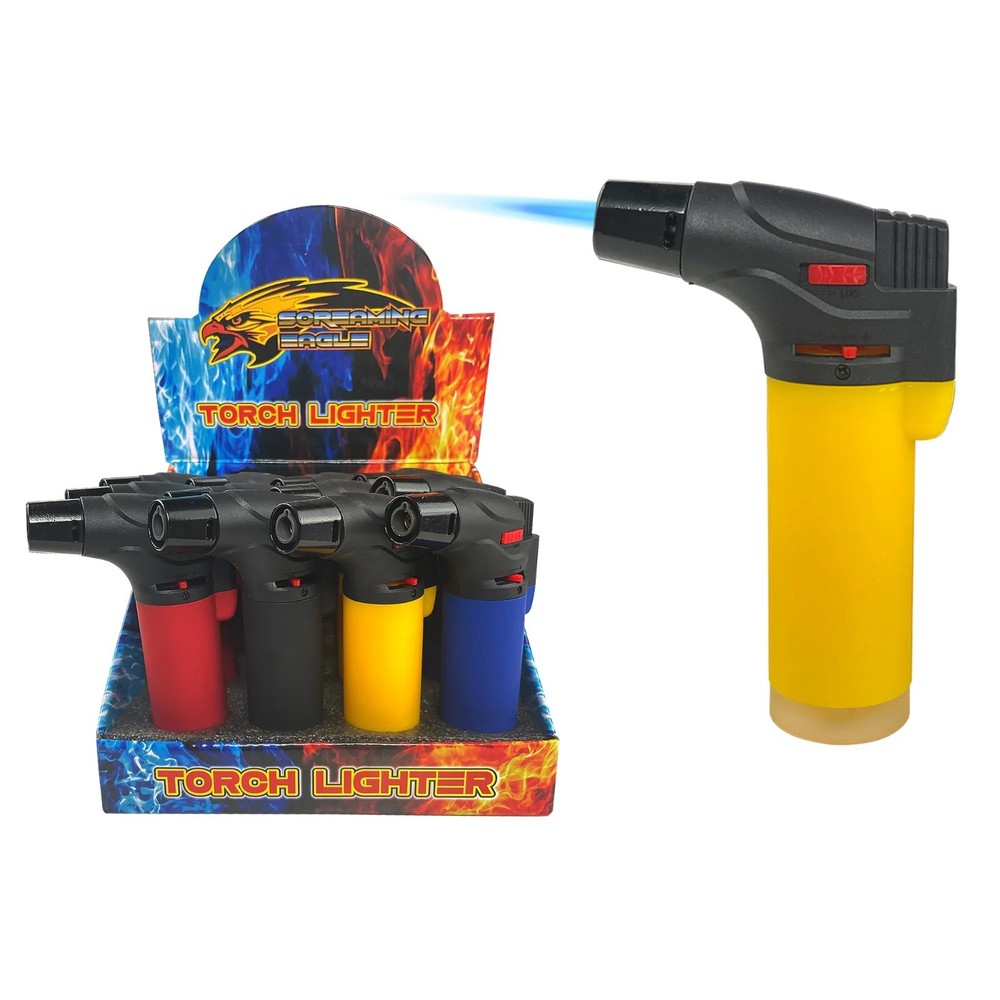 4 Pack Jumbo 4" Single Jet Flame Torch Gun Lighter Refillable Lockable Windproof