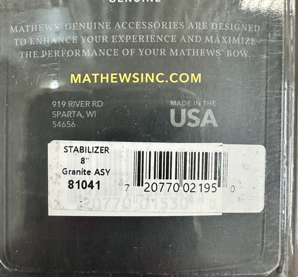 Mathews Archery Mathews Flatline 8inch Stabilizer - Granite