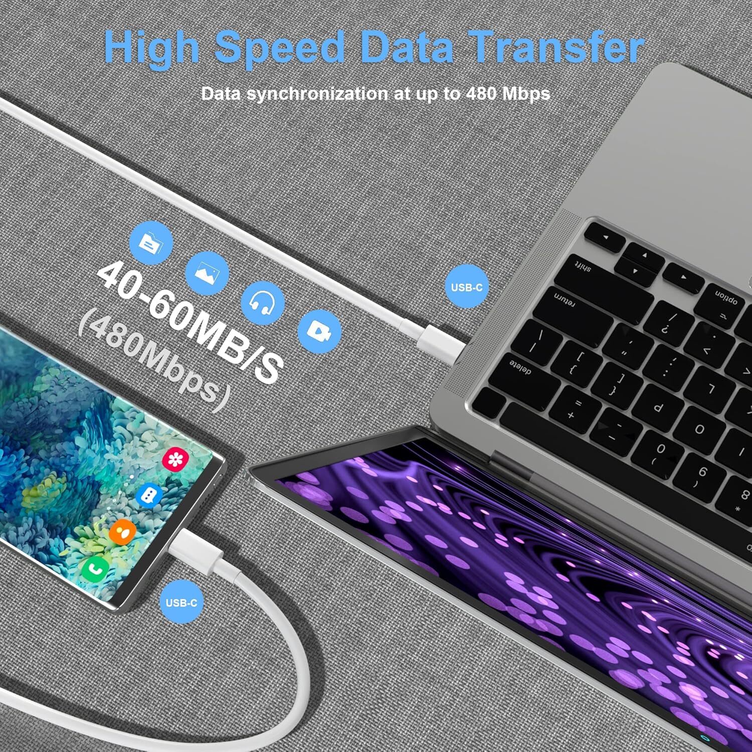 Bulk Lot 60W Fast Charger PD Cable USB-C Cord For iPhone Air 15 16 17 Samsung