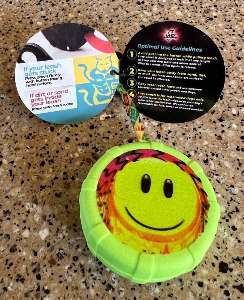 Yellow Smiley Face Mini Clip-On Adjustable Leash