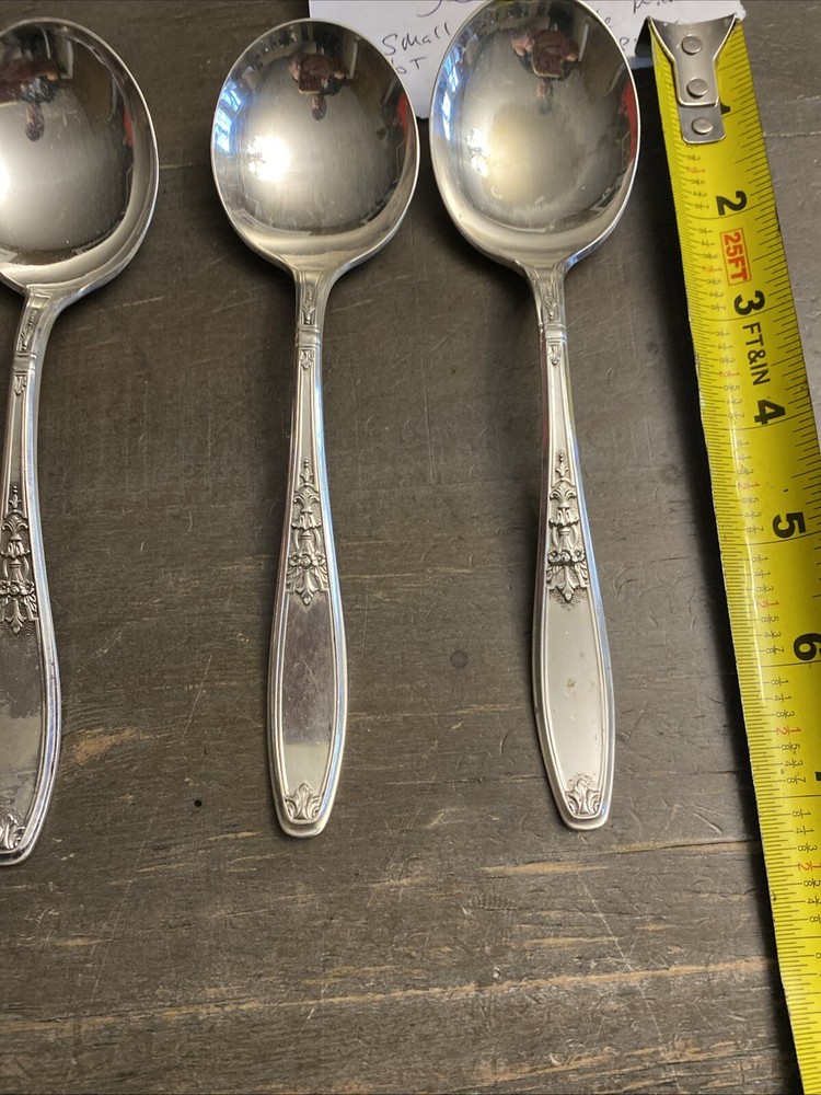 6 - 1847 Rogers Bros Silverplate AMBASSADOR Spup Spoons See Pictures 2 Blemished