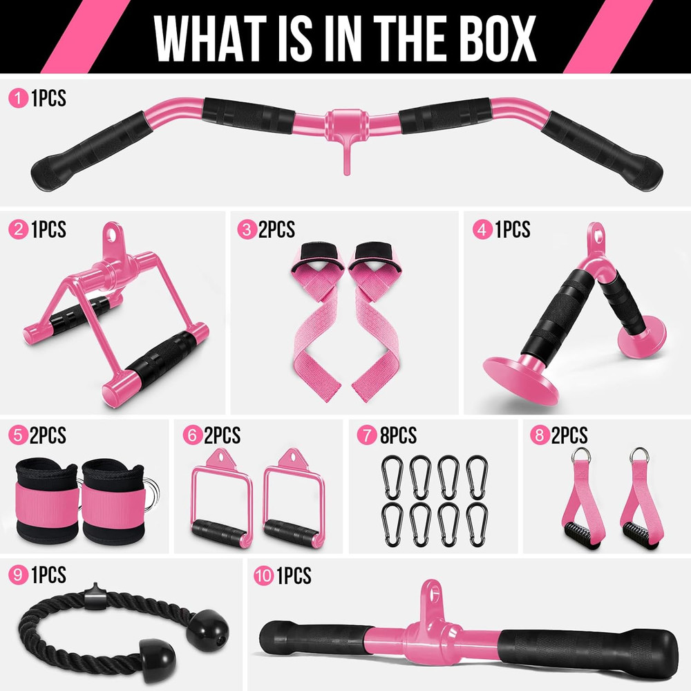 Cable Machine Attachment Set LAT Pulldown Attachments Weight Machine Accessories