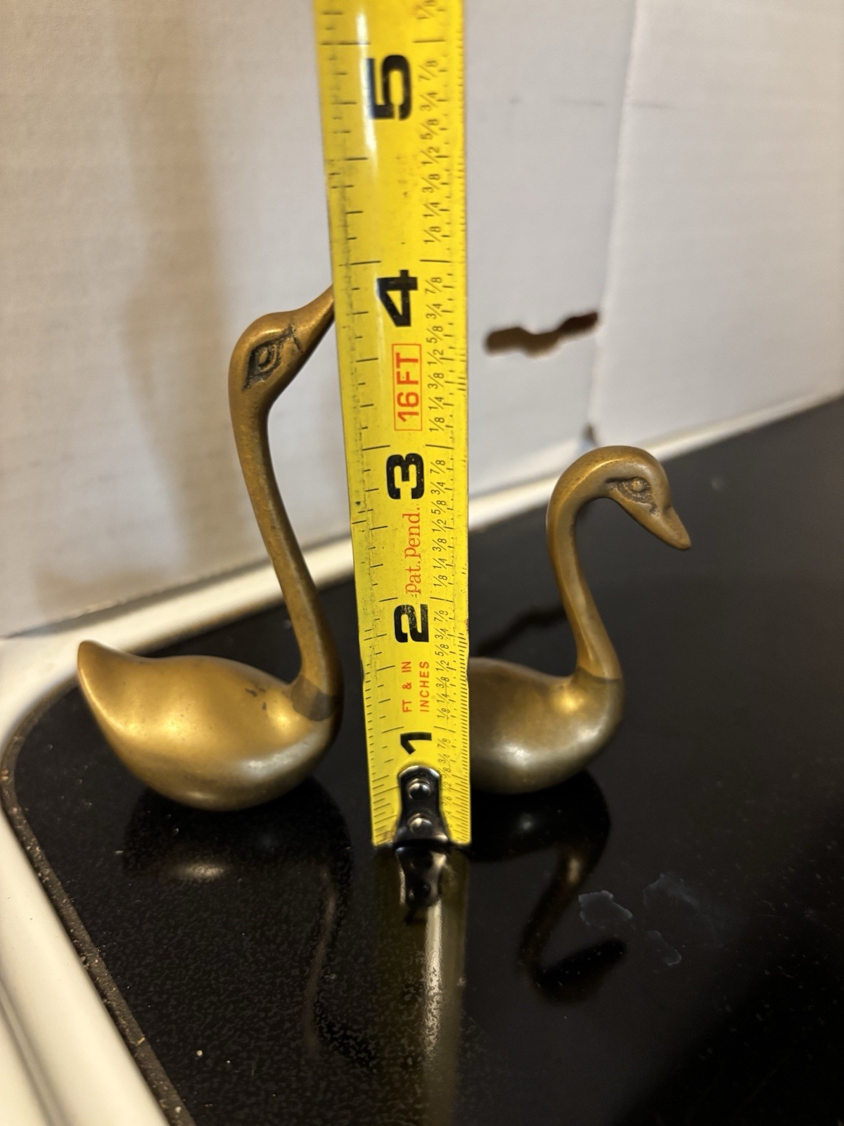 Vtg Brass Swan Figurines MCM Mid Century Modern Set Of 2