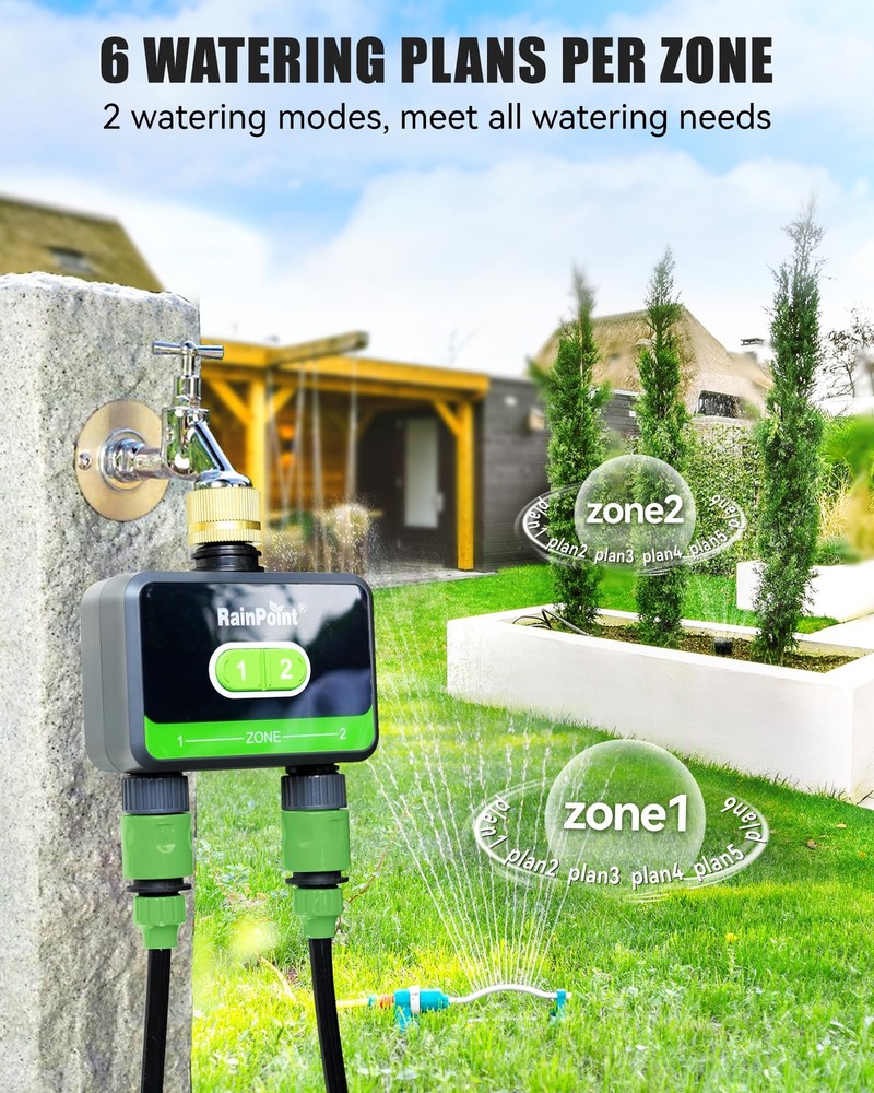 RAINPOINT Bluetooth Water Timer for Garden Hose Smart Hose Timer 2 Outlet(Not...