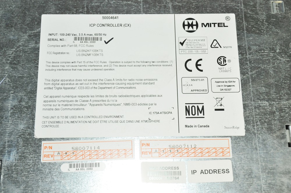 Mitel 3300 CX ICP Controller P/N 50004641