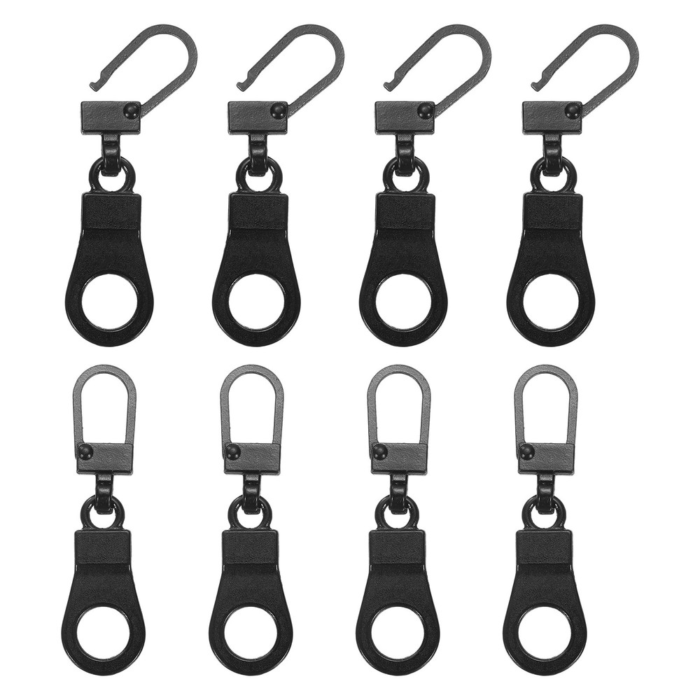 8Pcs Zipper Pull Replacement, Pendant Detachable Tiny Zipper Slider, Black