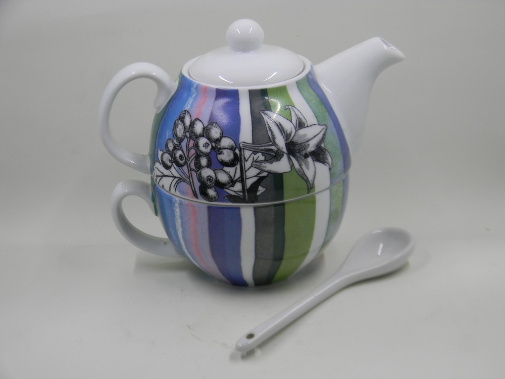 Paperchase Stackable Tea Pot Lid Cup Spoon Fine Porcelaine