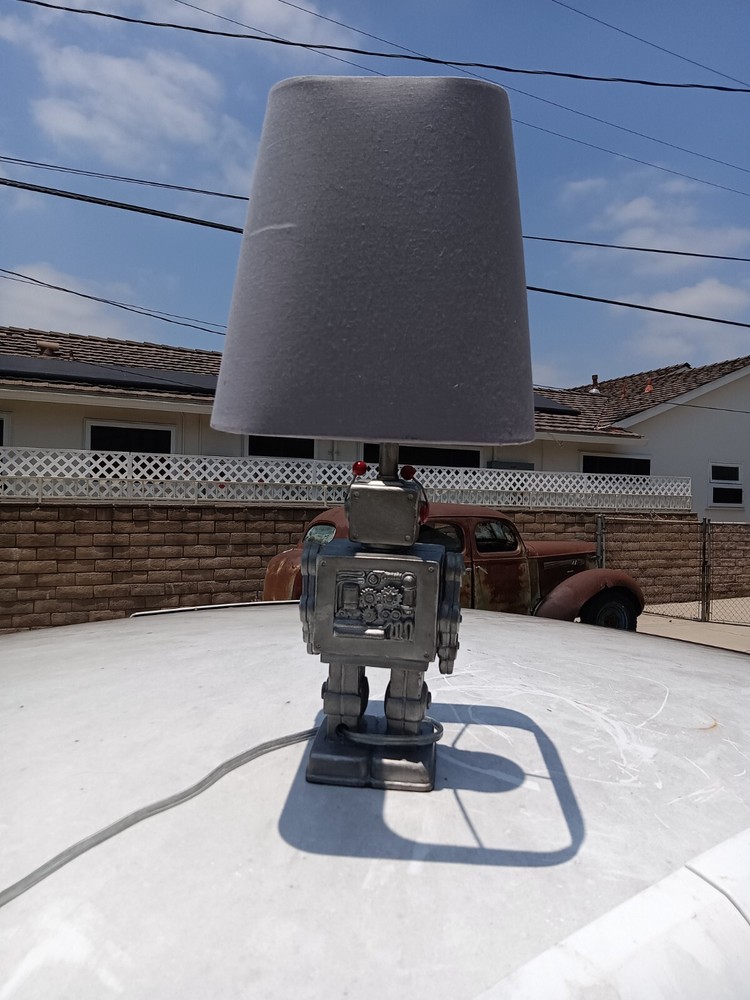 robot table top lamp sci fi