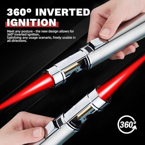 Torch Lighter, Butane Refillable Multifunction Straight Flame Bright Titanium