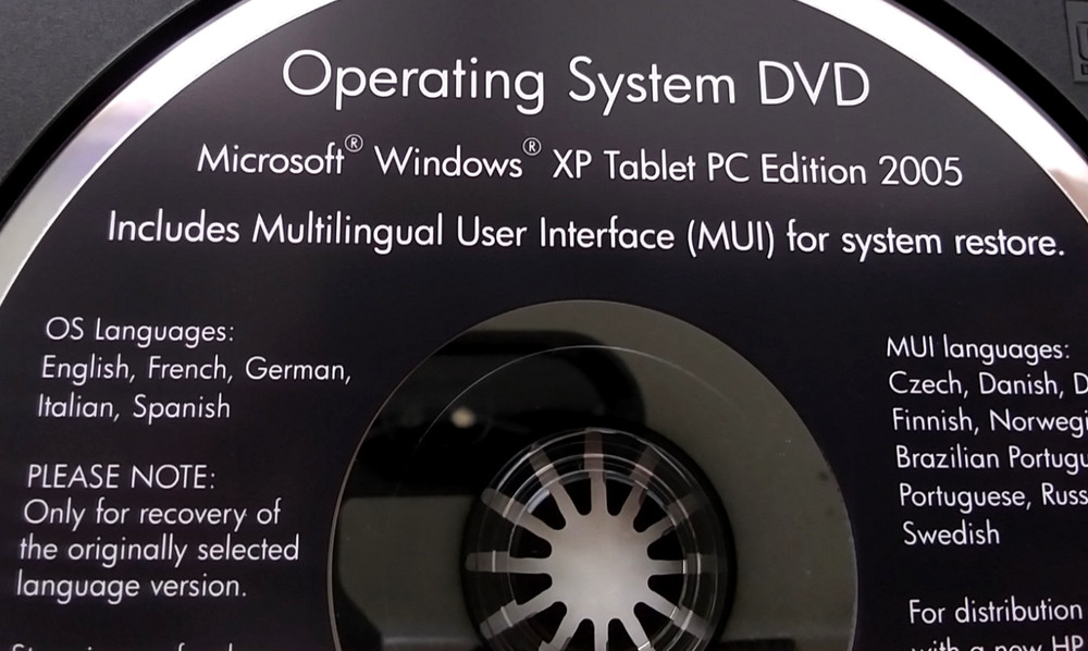HP Microsoft Windows XP Tablet PC Ed 2005 Software DVDs Recovery Multibay WinDVD