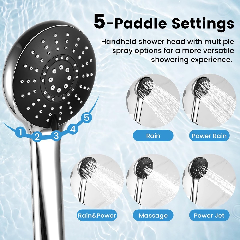 RNDIOZD Shower Head with Handheld Combo,11.8 Inch Large Rectangular A-Chrome