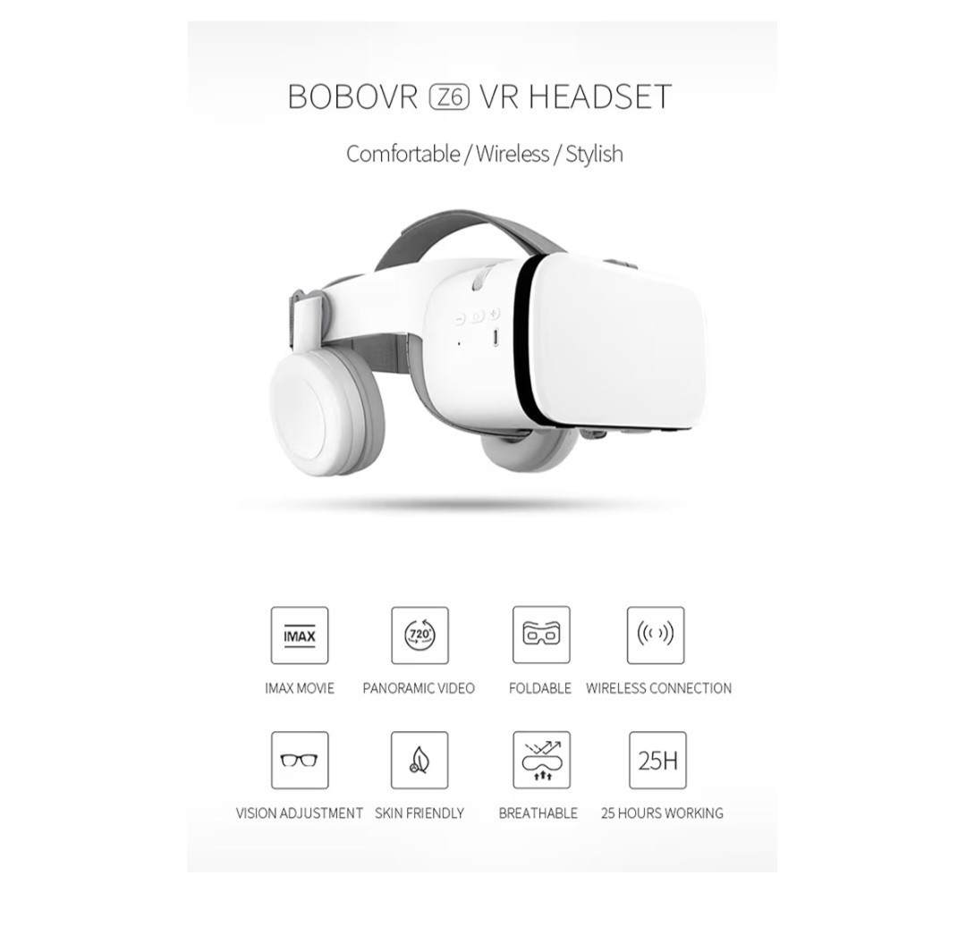 BOBOVR Z6 VR Bluetooth Virtual Reality Headset Wireless 3D VR Glasses For Phones