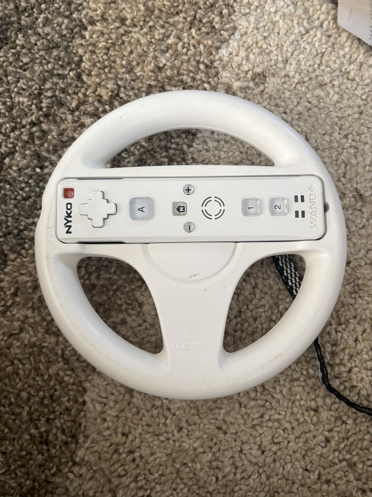 Nintendo Wii Steering Wheel, Nyko WAND+ Remote Controller & Wrist Strap Bundle