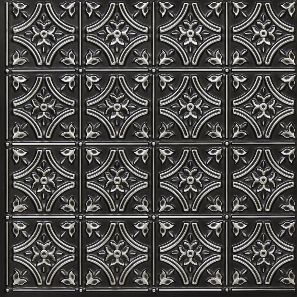 Antique Silver Gothic PVC Ceiling Tiles - 25 Pack, 100 Sq.Ft Coverage