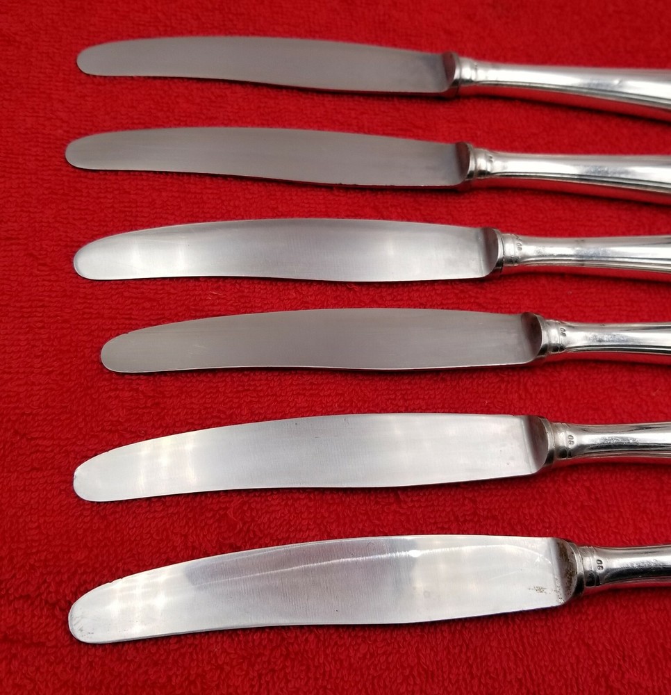6 Dinner Knives ~ Homag 90 Germany Silverplate Flatware Scroll Pattern 8 5/8"