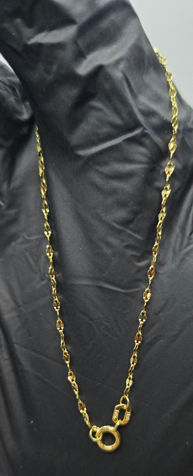 10k Solid Yellow Gold Mirror Link 1.5mm Chain Bracelet, 7 inches Italy