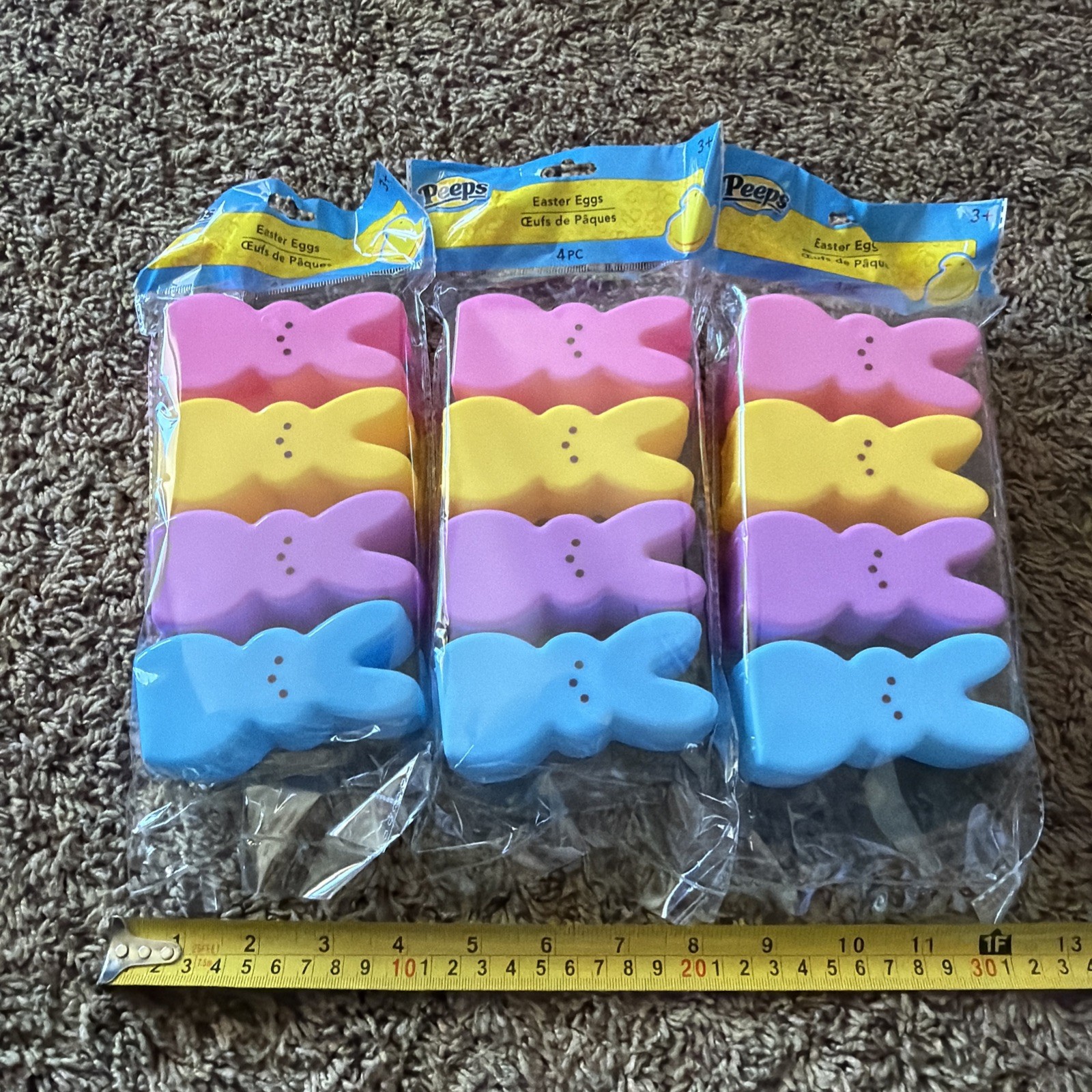 3 PACKS Peeps Bunny-Shaped Easter Eggs Or Candy Container Set Of 12 Total