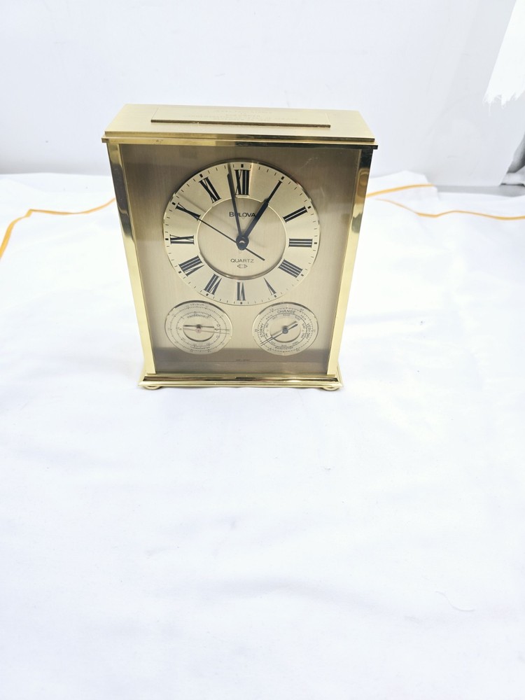 Boluva Brass Quartz Clock Temperature In Barometer