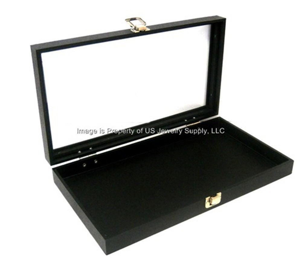 1 Glass Top Black Collectibles Lighter Collectors Display Box Case