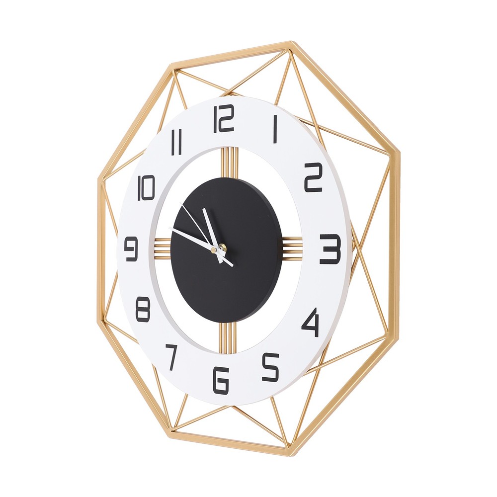 Modern Octagonal Wall Clock - Silent Battery Operated, Easy to Install