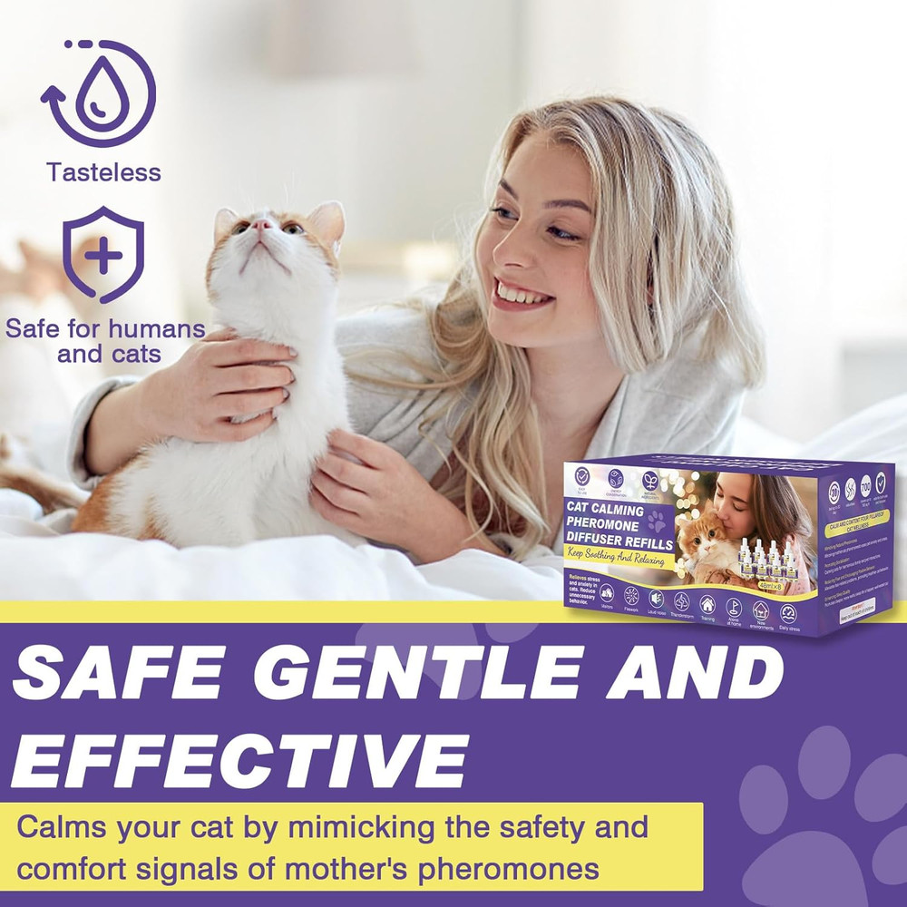 Cat Calming Diffuser Refills, 8 Pack Pheromones for Cats Refill Long-Lasting 240