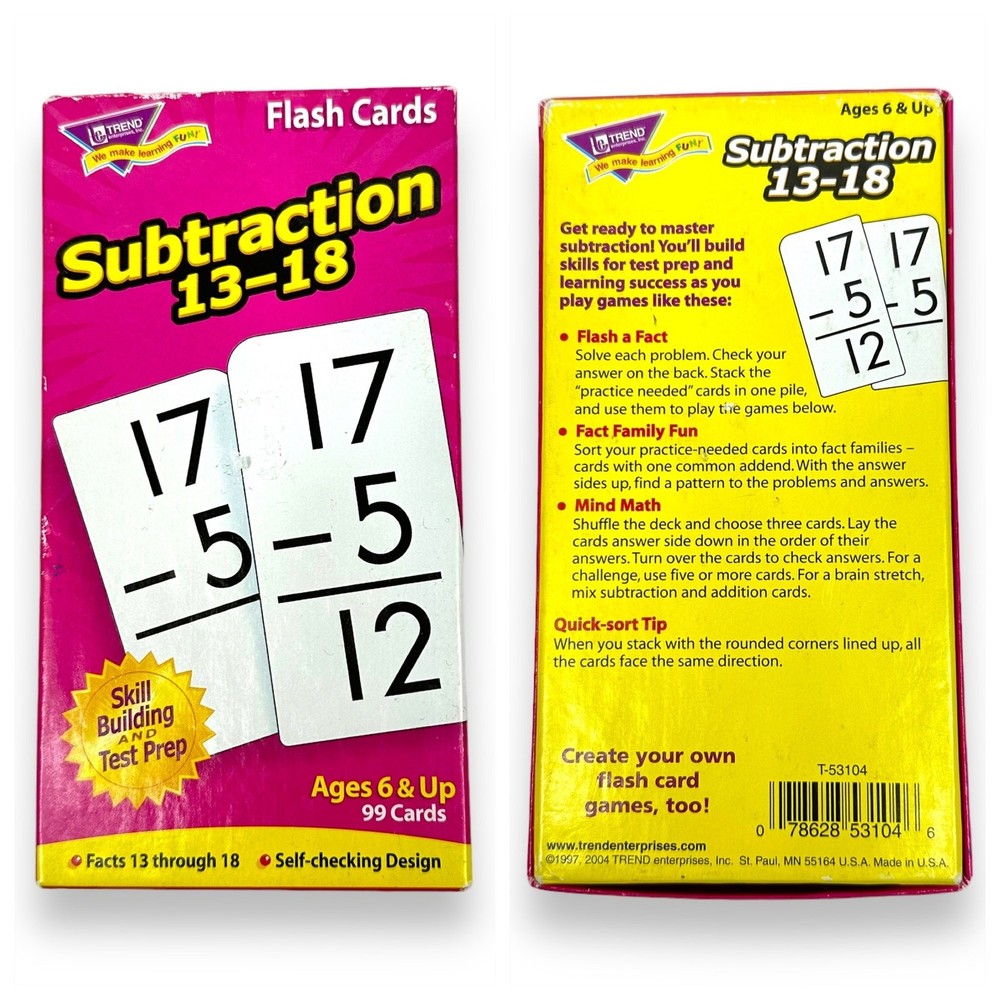 Flash Cards Math Skills Practice Test Prep Subtraction Division Multiplication
