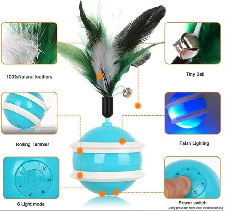 Automatic Rolling Ball Cat Toy – USB Rechargeable Interactive Moving Ball