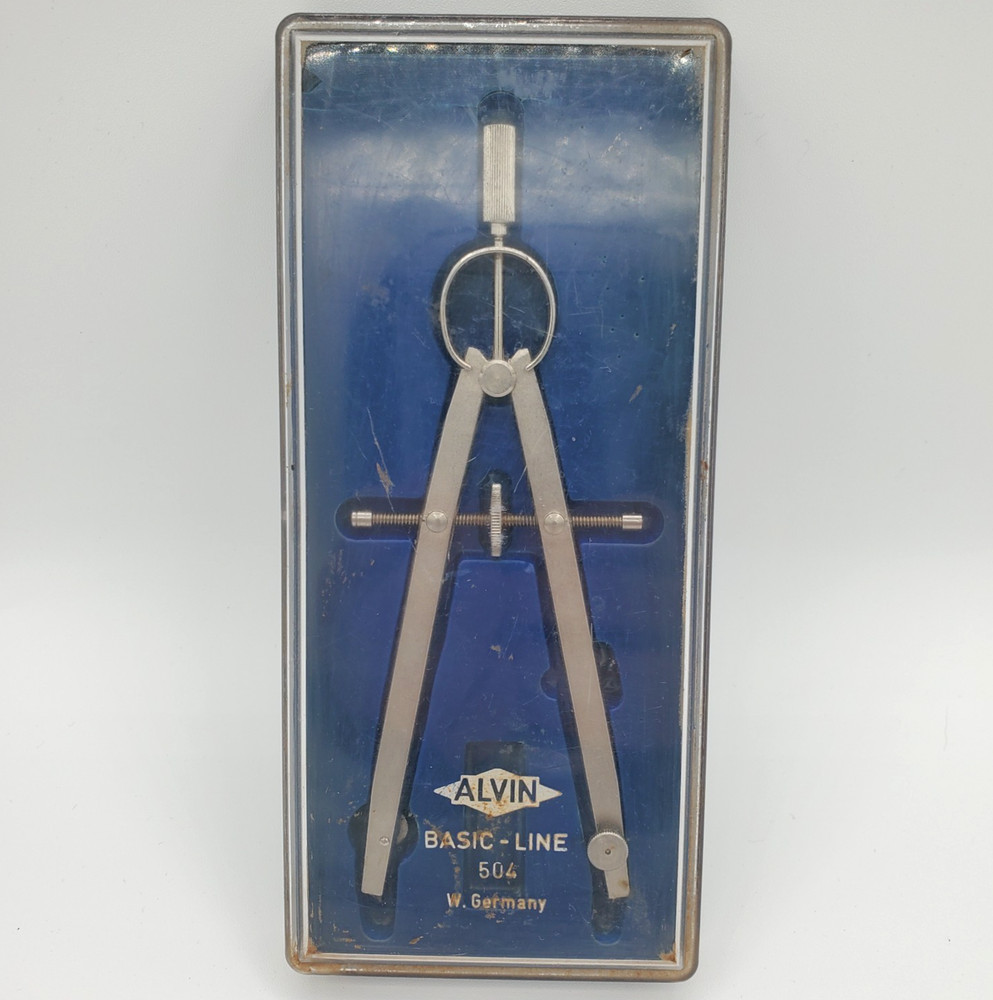 Alvin Basic Line 504 Drafting Compass Tool In Case Vintage West Germany
