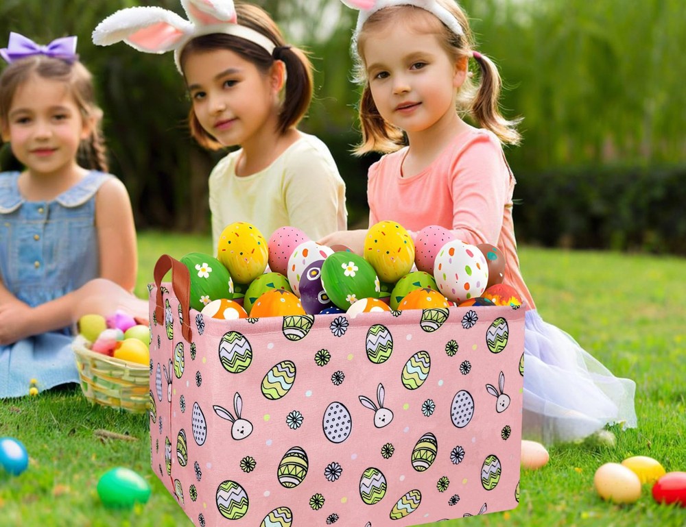 MYFLOCY Large Rectangular Easter Baskets Empty Waterproof Boy Toy Box Foldabl...