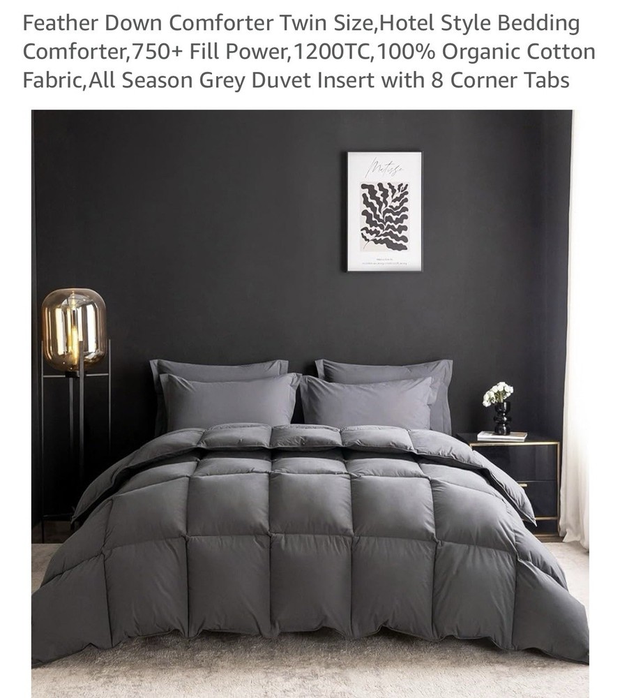Weber’s Luxurious Feather Down Comforter (twin) Gray NEW