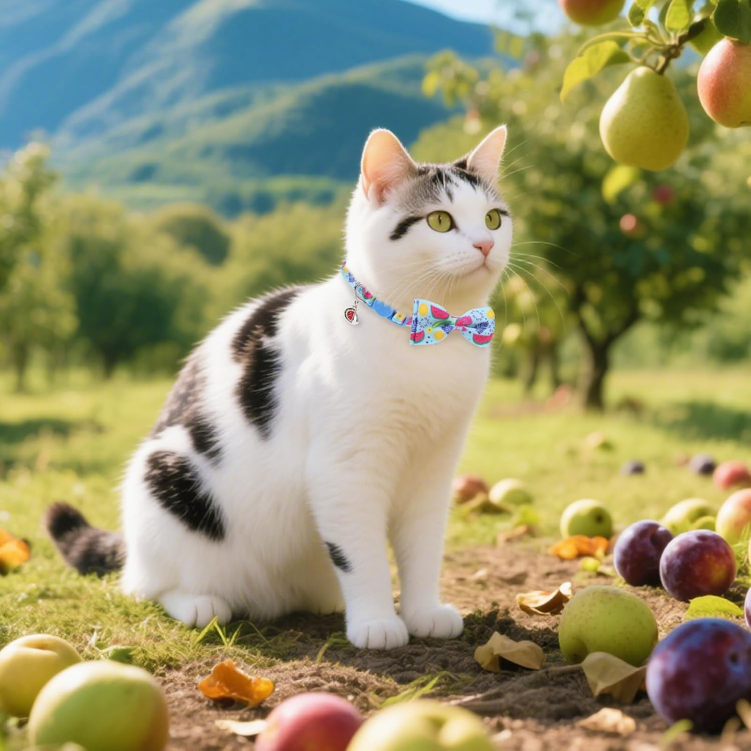 Summer Bow Tie Cat Collar with Bell - Breakaway Safety 3-Pack, Adjustable Bowtie